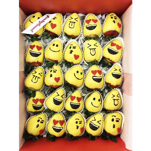 25pcs Emoji Chocolate Strawberries Gift Box